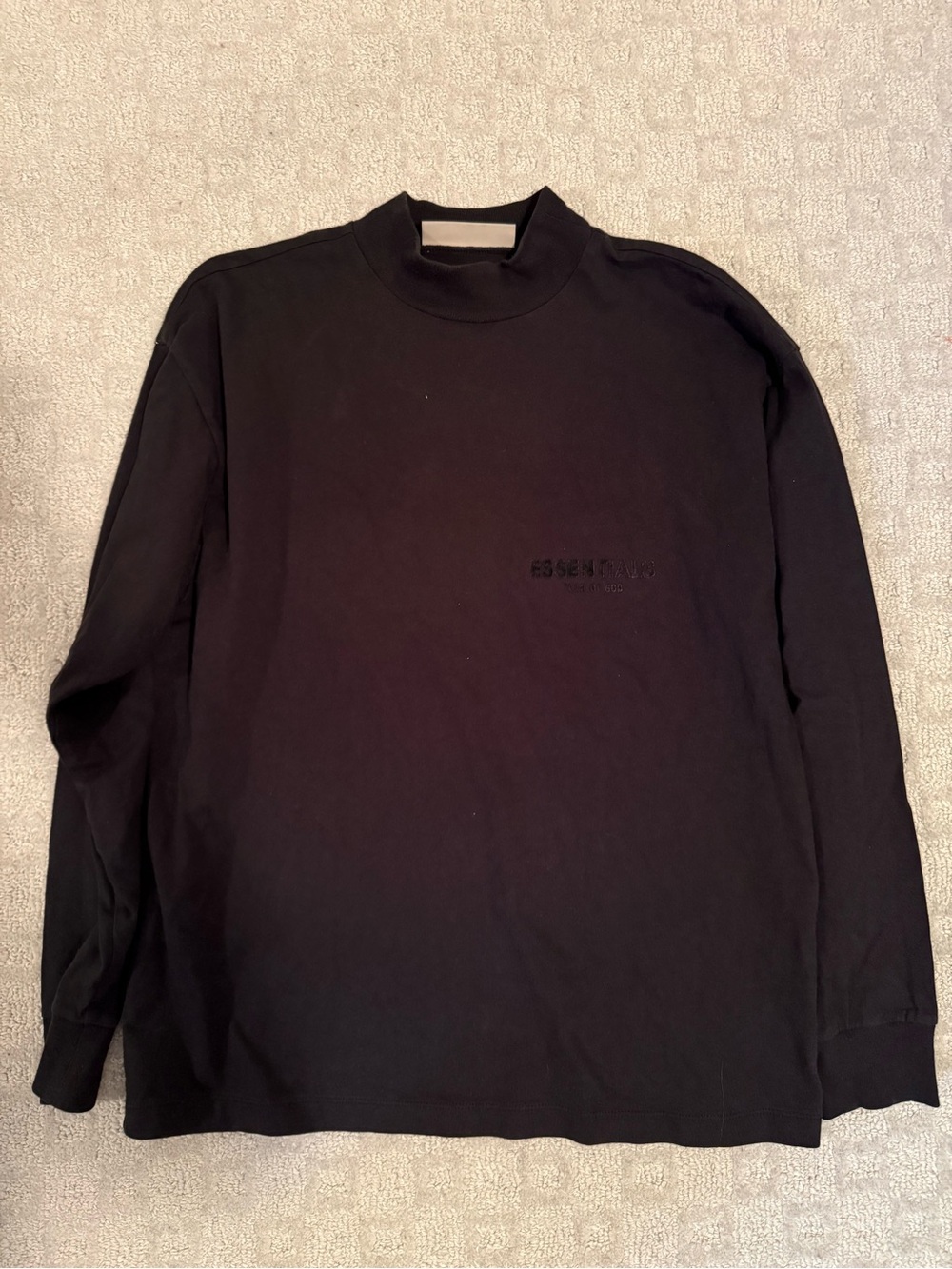 Essentials Black Long-Sleeve Mock Neck Shirt XXS